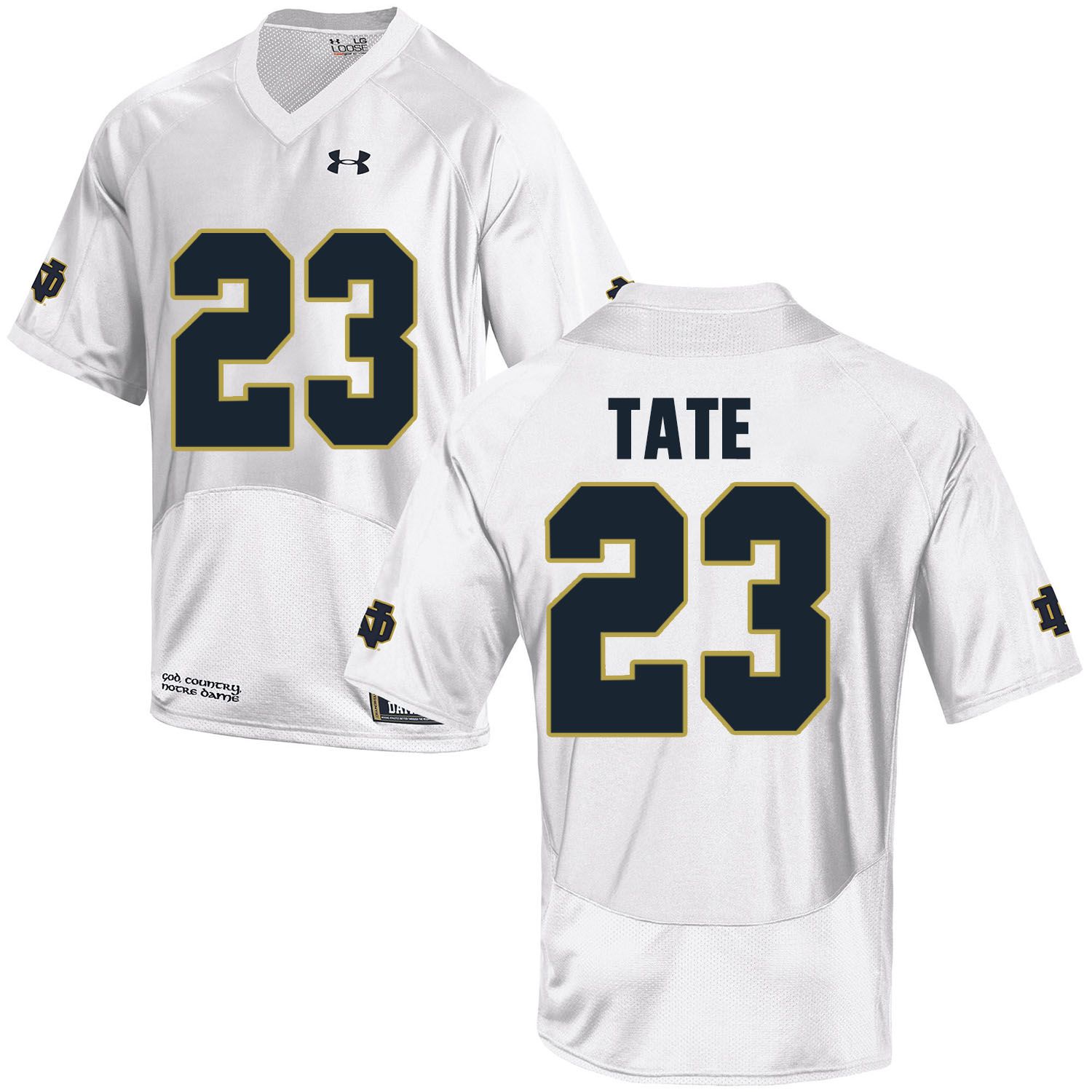Men Norte Dame Fighting Irish 23 Tate White Customized NCAA Jerseys